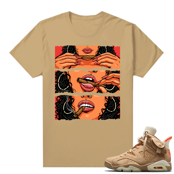 Travis Scott 6s British Khaki sneaker tees shirt Get Lit