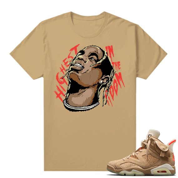 Travis Scott 6s British Khaki sneaker tees shirt Highest in the Room