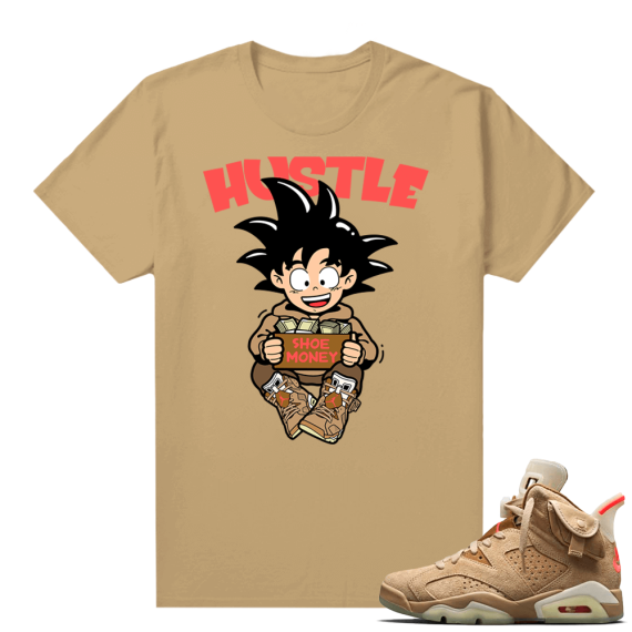 Travis Scott 6s British Khaki sneaker tees shirt Hustle Shoe Money