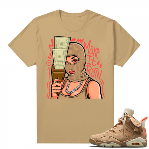 Travis Scott 6s British Khaki sneaker tees shirt Make It Rain