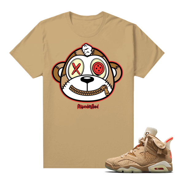 Travis Scott 6s British Khaki sneaker tees shirt Monkey