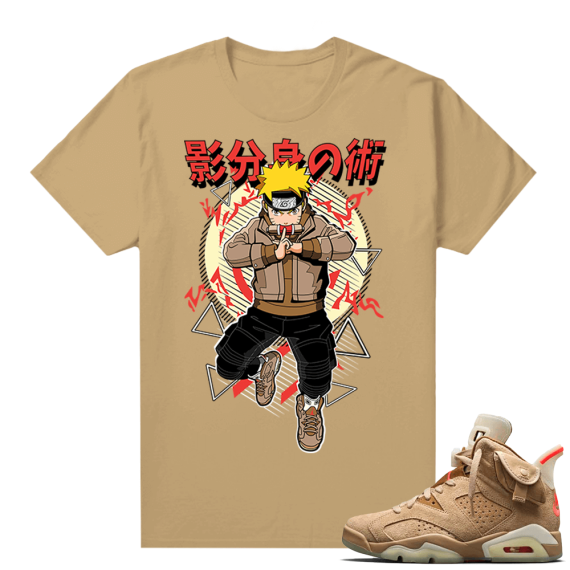 Travis Scott 6s British Khaki sneaker tees shirt Naruto