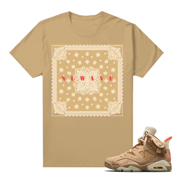 Travis Scott 6s British Khaki sneaker tees shirt Nuwave Paisley