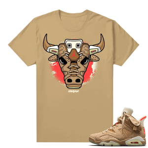 Travis Scott 6s British Khaki sneaker tees shirt Rare Air Bull V2