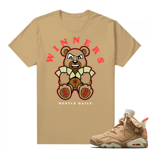 Travis Scott 6s British Khaki sneaker tees shirt Winners Bear