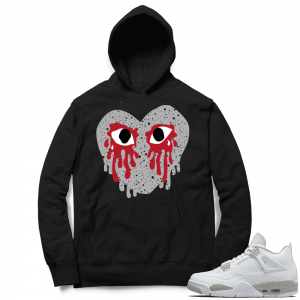 White Oreo 4s Hoodie Black Crying Heart