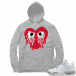 White Oreo 4s Hoodie Heather Grey Crying Heart