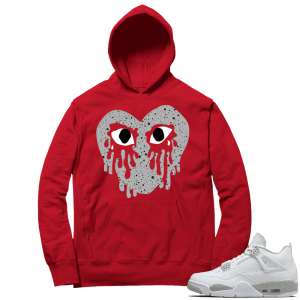 White Oreo 4s Hoodie Red Crying Heart