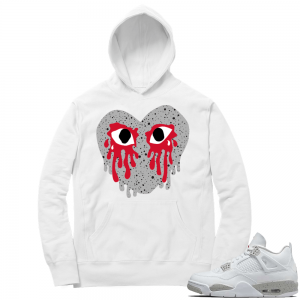 White Oreo 4s Hoodie White Crying Heart