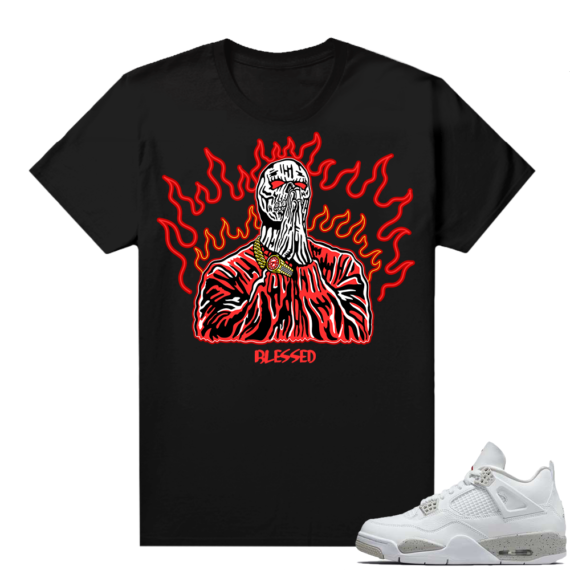 White Oreo 4s Jordan match Sneaker tees Black Blessed