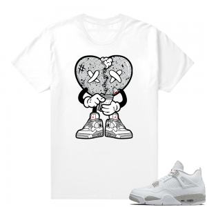 White Oreo 4s Jordan match Sneaker tees Broken Heart Toon