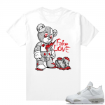 White Oreo 4s Jordan match Sneaker tees Fake Love Bear V1