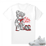 White Oreo 4s Jordan match Sneaker tees Fake Love Bear V2