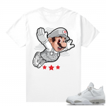 White Oreo 4s Jordan match Sneaker tees Fly Mario