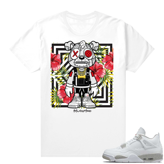 White Oreo 4s Jordan match Sneaker tees Puppy Summer Vibes