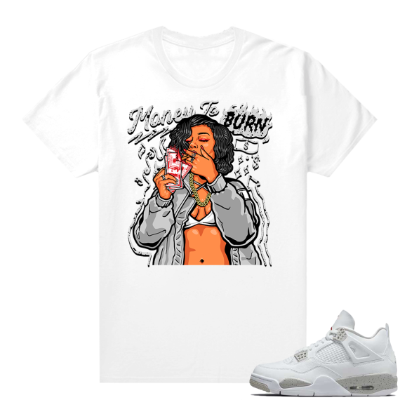 White Oreo 4s Jordan match Sneaker tees Money To Burn