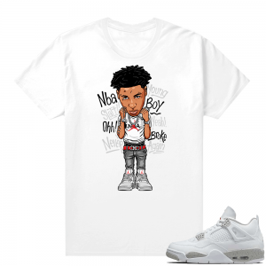 White Oreo 4s Jordan match Sneaker tees Young Boy Toon