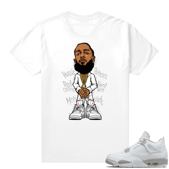 White Oreo 4s Jordan match Sneaker tees Nipsey Hussle