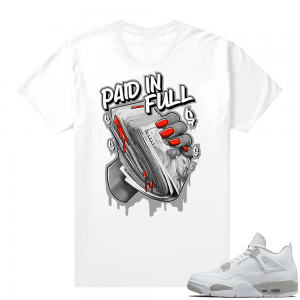 White Oreo 4s Jordan match Sneaker tees Paid In Full