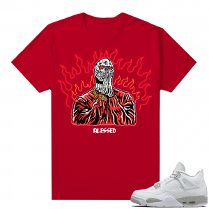 White Oreo 4s Jordan match Sneaker tees Red Blessed