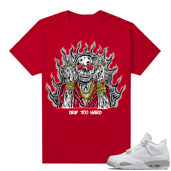 White Oreo 4s Jordan match Sneaker tees Red Drip too Hard