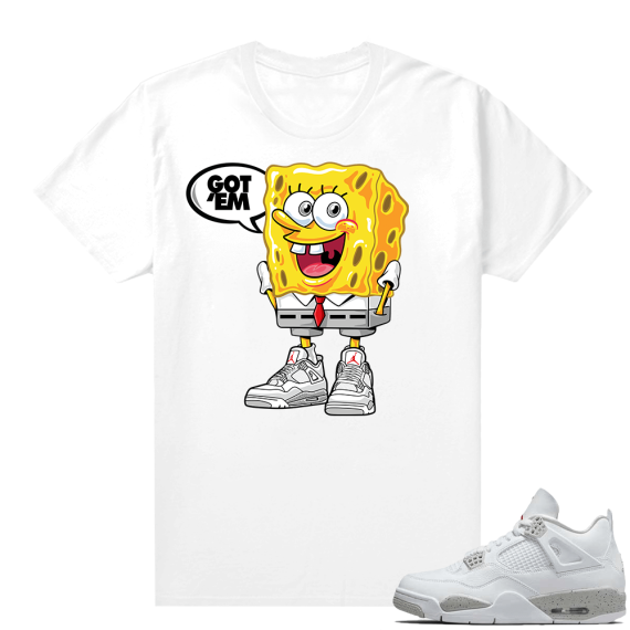 White Oreo 4s Jordan match Sneaker tees Spongebob Got Em