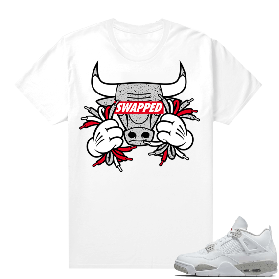 White Oreo 4s Sneaker tees White Swapped Bull JTSG