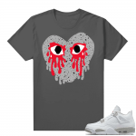 White Oreo 4s Sneaker tees Dark Grey Crying Heart