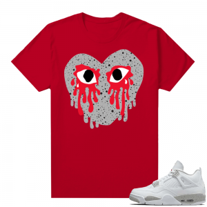 White Oreo 4s Sneaker tees Red Crying Heart