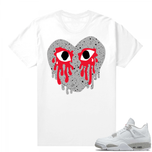 White Oreo 4s Sneaker tees White Crying Heart