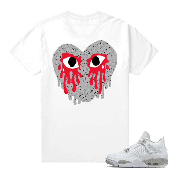 White Oreo 4s Sneaker tees White Crying Heart