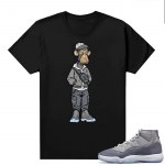 Bored Ape Yacht Club Sneakerhead Ape Cool Grey 11s Black T shirt