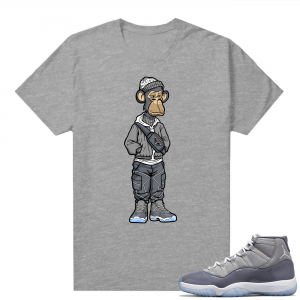 Bored Ape Yacht Club Sneakerhead Ape Cool Grey 11s Grey T shirt