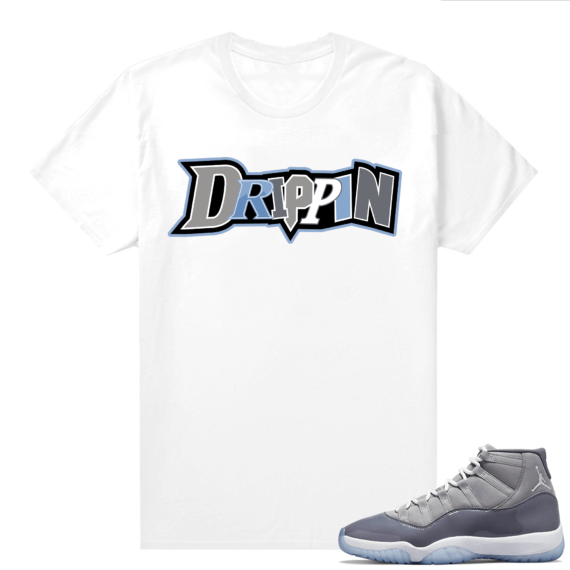 Jordan 11 Cool Grey T shirt Drippin Letters