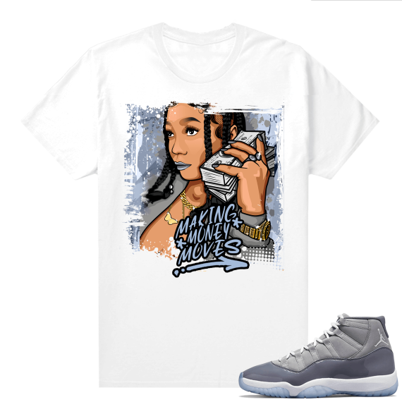 Jordan 11 Cool Grey T shirt Making Money Moves