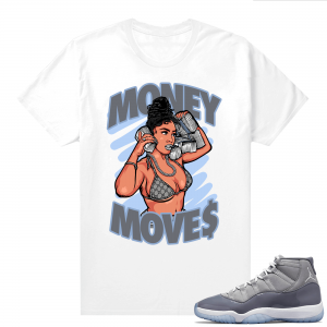 Jordan 11 Cool Grey T shirt Money Moves