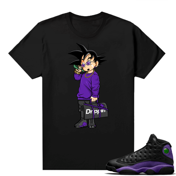 Court Purple 13s Jordan  tees black Goku Trap