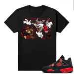 Jordan 4 Red Thunder Matching Black Shirts Finessed