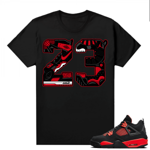 Red Thunder 4s - Tees Black 23 Mashup