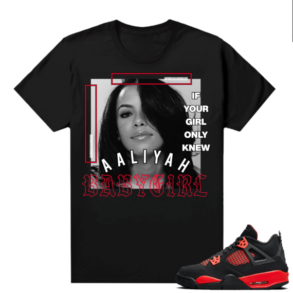 Red Thunder 4s - Tees Black Aaliyah