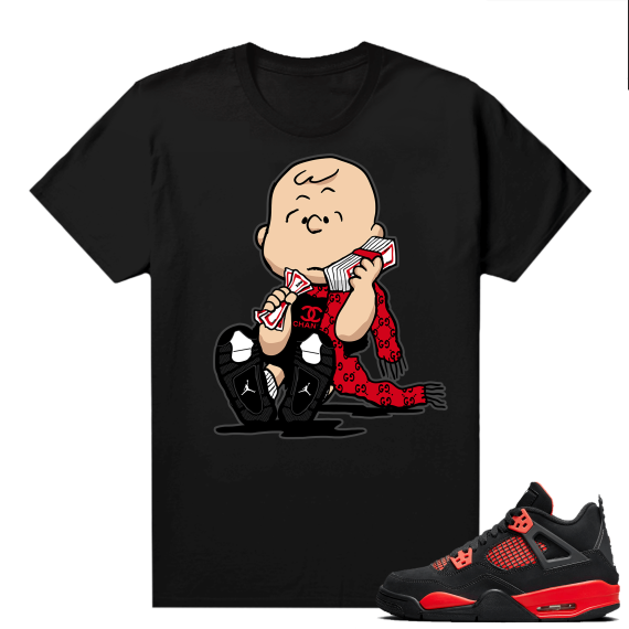 Red Thunder 4s - Tees Black Designer Charlie