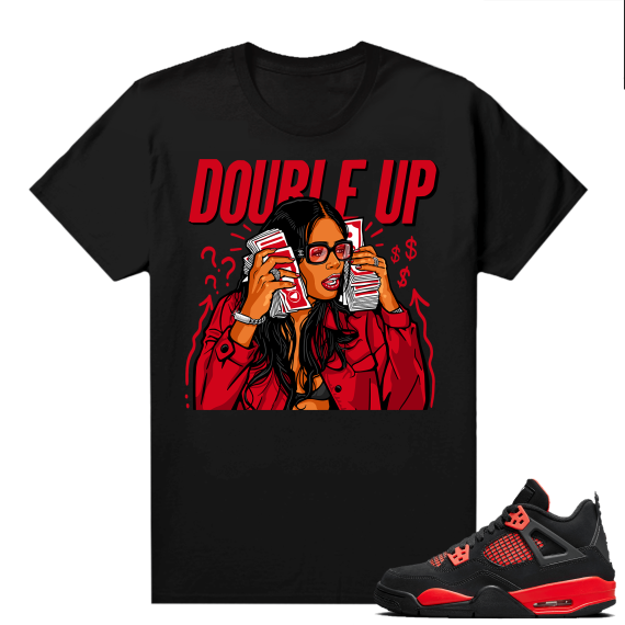 Red Thunder 4s - Tees Black Double Up Time