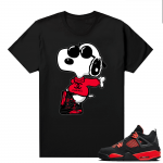 Red Thunder 4s - Tees Black Fly Snoopy