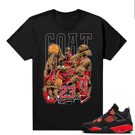 Red Thunder 4s - Tees Black GOAT