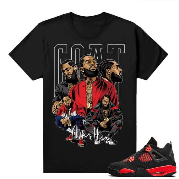 Red Thunder 4s - Tees Black GOAT Nipsey