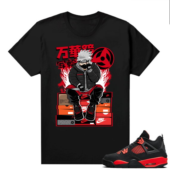 Red Thunder 4s - Tees Black Kakashi