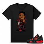 Red Thunder 4s - Tees Black Kodak Glee