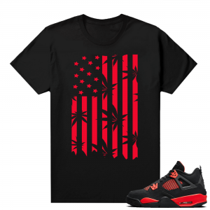 Red Thunder 4s - Tees Black Kush Flag