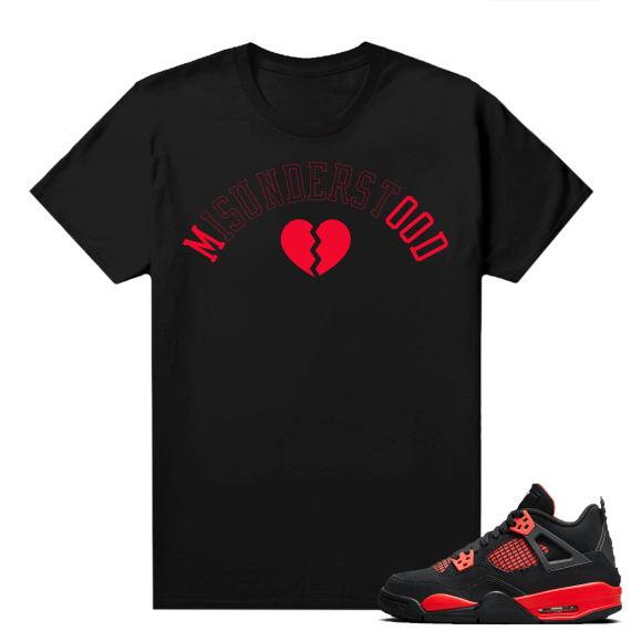 Red Thunder 4s - Tees Black Misunderstood Mood