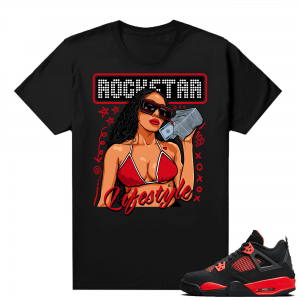 Red Thunder 4s - Tees Black Rockstar Lifestyle